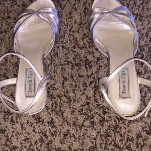 TOUCH UPS white pearl open toe heels